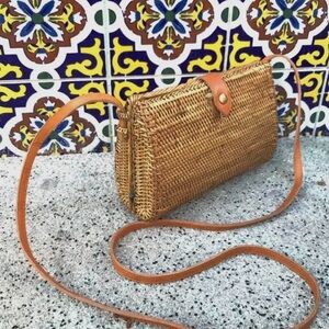 Woven Tan Crossbody Bag